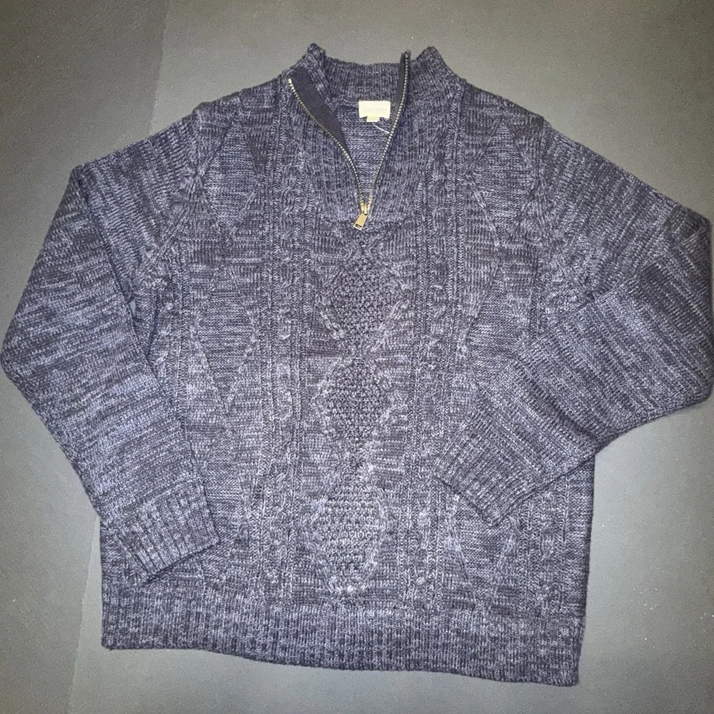 Eight Bell Men's Knitted Quarter Zip Up Pullover Sweater in Navy Blue NWT Dad